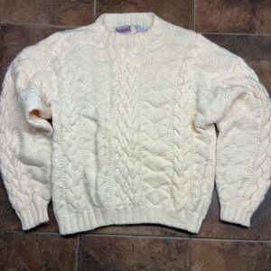 Handknit Cream Cable Knit Sweater